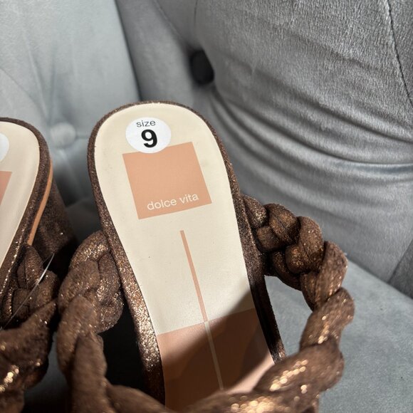 Dolce Vita Metallic Bronze Braided Block Heel Sandals – Women’s Size 9 - Picture 4 of 10